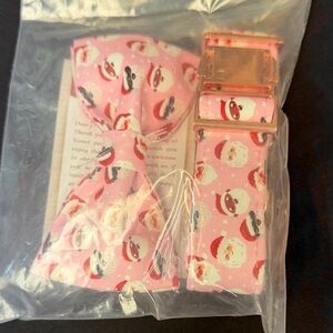 Pink Santa Bow Tie and pet collar Leash set Santa black Santa white Santa multi